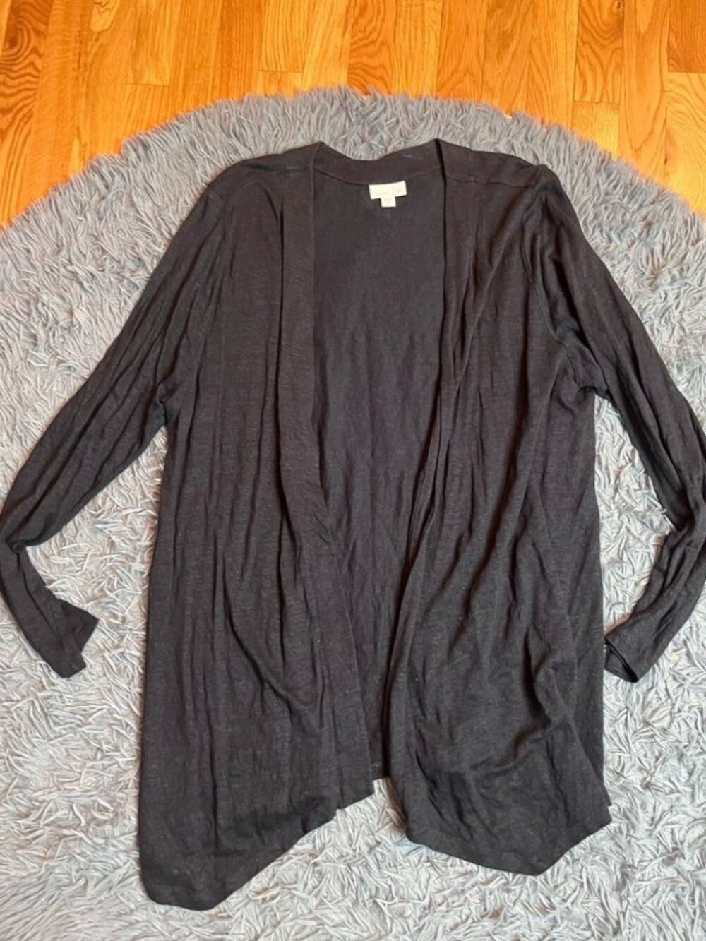 J. Jill Navy Love Linen 100% Linen Open Front Cardigan Size XL